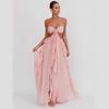 Spot Spring and Summer Foreign Trade New Sexy Tube Top Halter Strap Ruffle Edge Long Dress Women's Clothing
