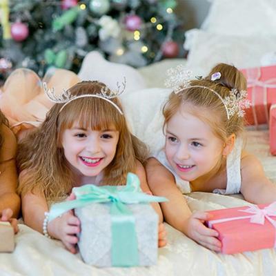 Christmas Theme Hair Hoop Rhinestone Inlaid Letter Snowflake Antler Decor Headband Elastic Hairband Hair Accessories