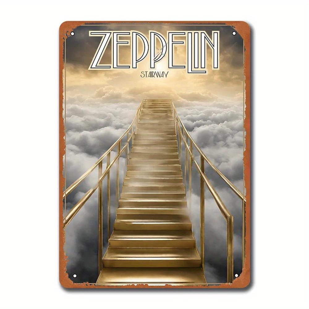 

LEDZEPPELINARTZ Жестяная табличка Zeppelin Stairway to Heaven | Винтажный настенный декор | Рустикальное подвесное искусство для кафе и баров в помещении/на открытом воздухе 20x30cm（7.8x11.8inch）