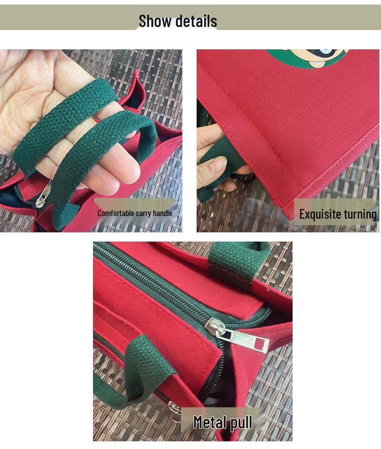 Cute Bear Canvas Lunch Tote - Large Capacity Bento Bag for Students & Moms