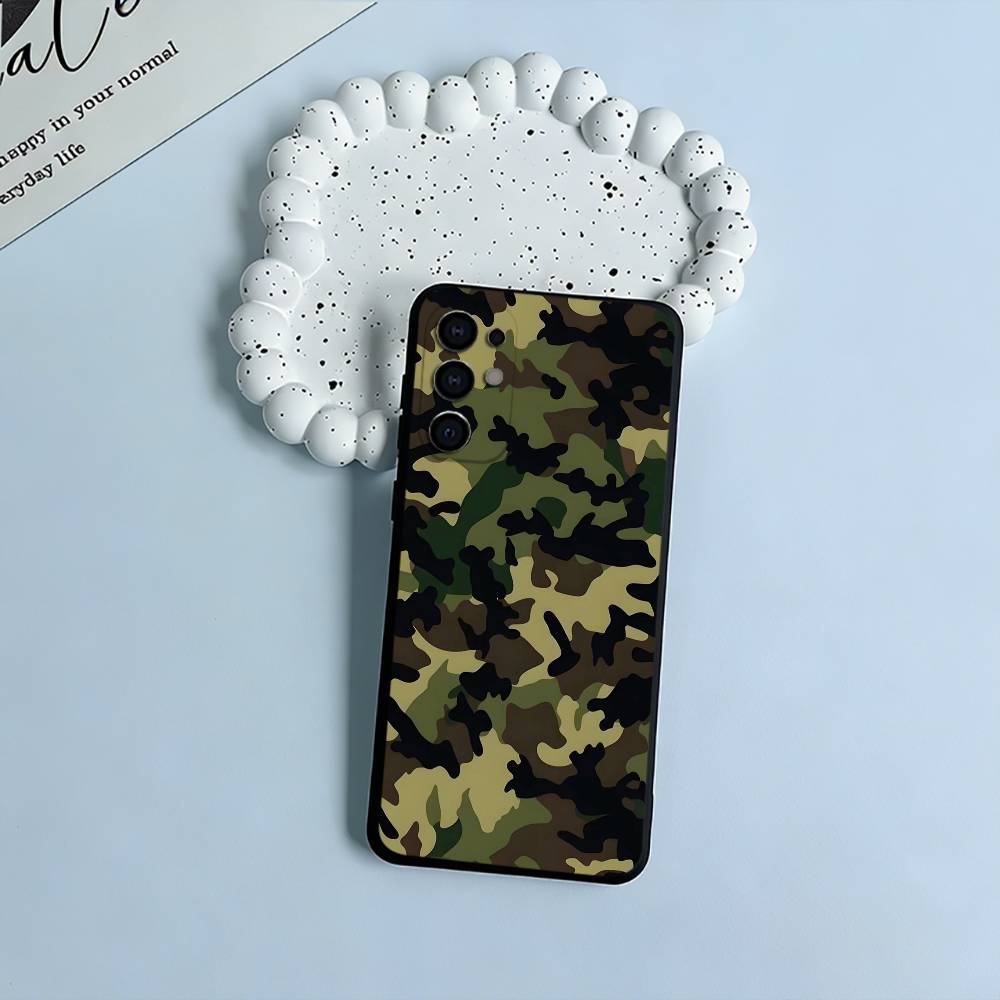 F-Fashion C-Camouflage Pattern Phone Case For Samsung S25,S24,S21,S22,S23,S30,Ultra,S20,Plus,Fe,Lite,Black Soft Silicone