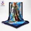 [BYSIFA] China Roese Large Square Scarves For Spring Autumn  New Design Red Black Flowers Silk Scarf Brand Muslim Head Scarf