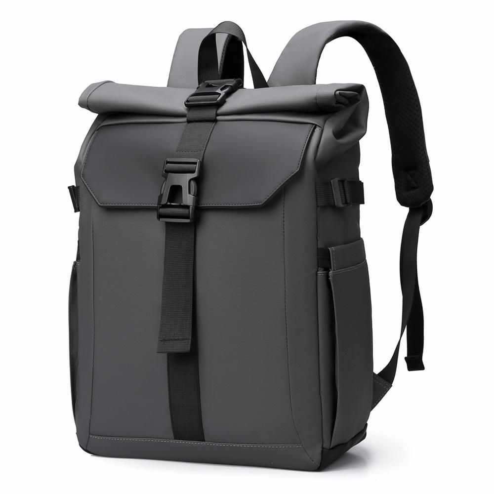 Мужской 15-дюймовый однотонный водонепроницаемый нейлоновый рюкзак для повседневных путешествий и студентов темно-серого