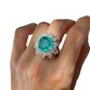Paraiba Green Flower Ring Women'S Luxury Full Diamond Imitation Emerald Sunflower Ring
