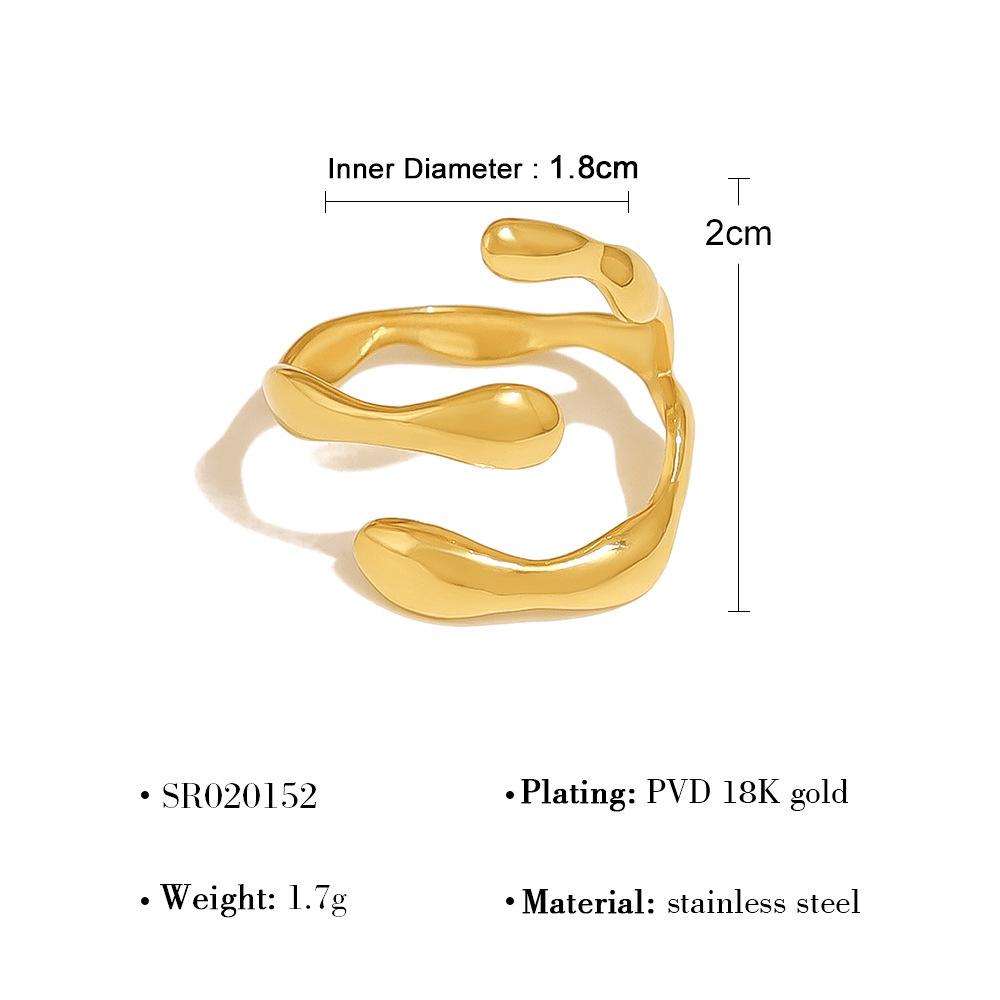 18K Gold Nicht verblassend Leichter Luxus High-End Lava Edelstahl Offener Ring Damenring Ring Ring