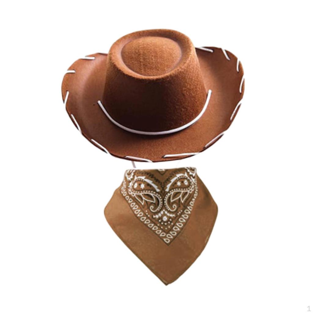Children's Cowboy Hat And Bandana Set for Cosplay Carnival Cowgirl