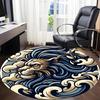 1pc Wave Lion Office Round Area Rug,  Mat Suitable For Office, Under Office Chairs Bedroom Living Room Home Decor, Room Deco