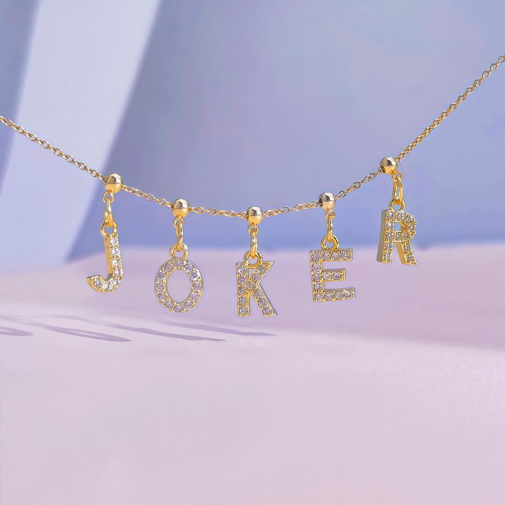 Trendy Letter Cubic Zircon Pendant For Women Positioning Charm Bracelet Necklace DIY Making Jewelry Accessories