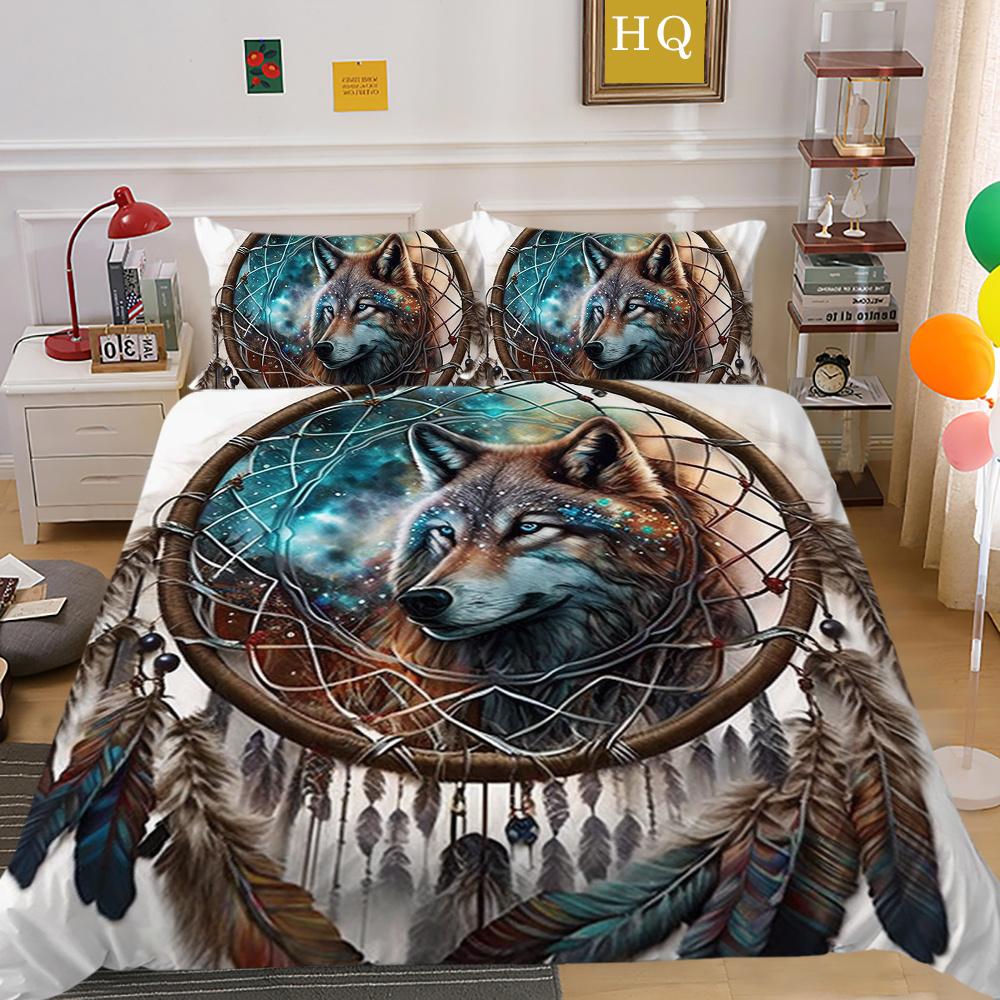 3D Wolf Printing Comforter Cover Set Double Size Microfiber Bedspreads Boy Teen Fashion Home Textiles