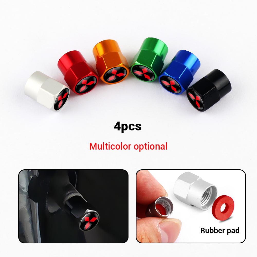 Car Emblem Wheel Tire Valve Caps Tyre Rim Stem Dustproof Covers For Mitsubishi Outlander Pajero Lancer Eclipse Cross Ralliart EX