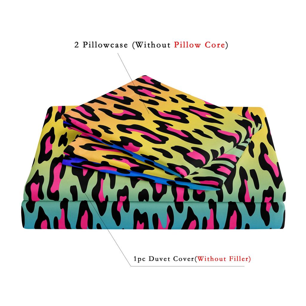 3pcs Colorful Leopard Print Theme Design Printed Duvet Cover Set Soft Digital Printed Duvet Cover Festival Couple Exchange Gift