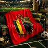 Belgium Football Crest Emblem Blanket Flannel Throw for Sofa, Indoor, Camping, Living Room, Office, Chair, And Bed Soft Birthday Gift