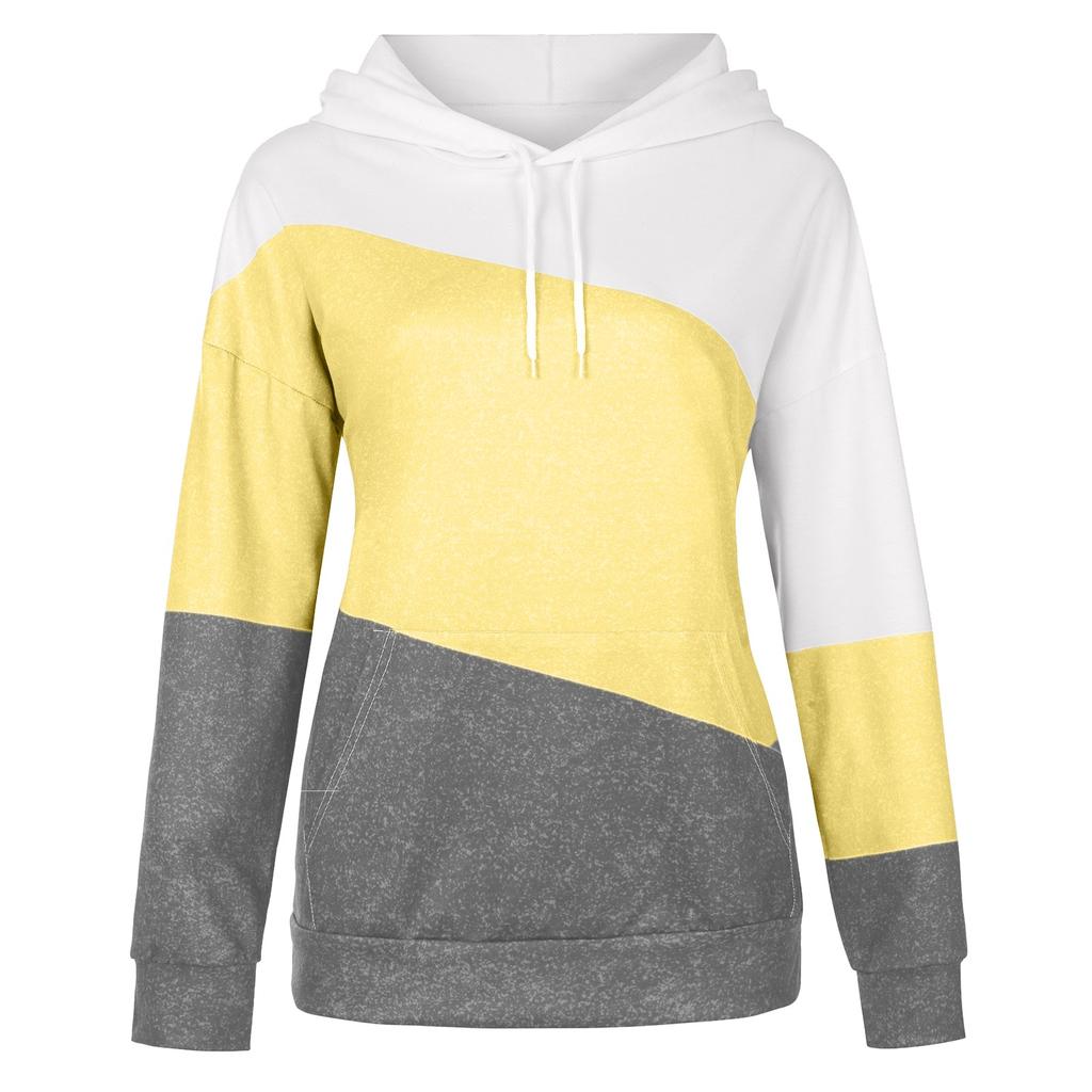 Women's Casual O-Neck Contrast Color Long Sleeve Top Pullover Sweatshir