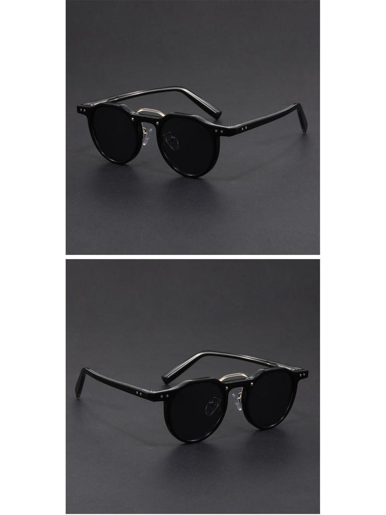 Small Round Frame Wood Grain Hip Hop Punk Sunglasses: European & American Street Style Fashion