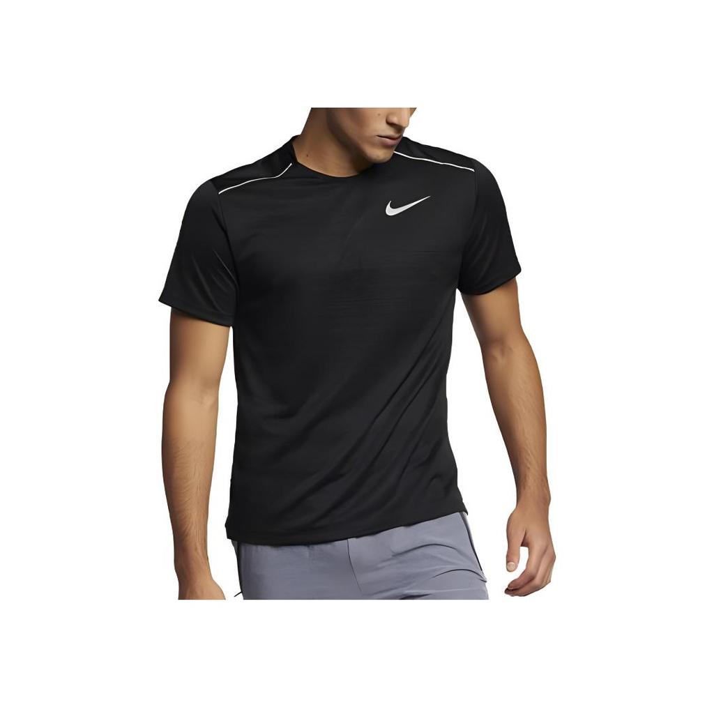 Nike Dri-FIT Miler Short Sleeve Running Shirt Men Tops Black AJ7565-010