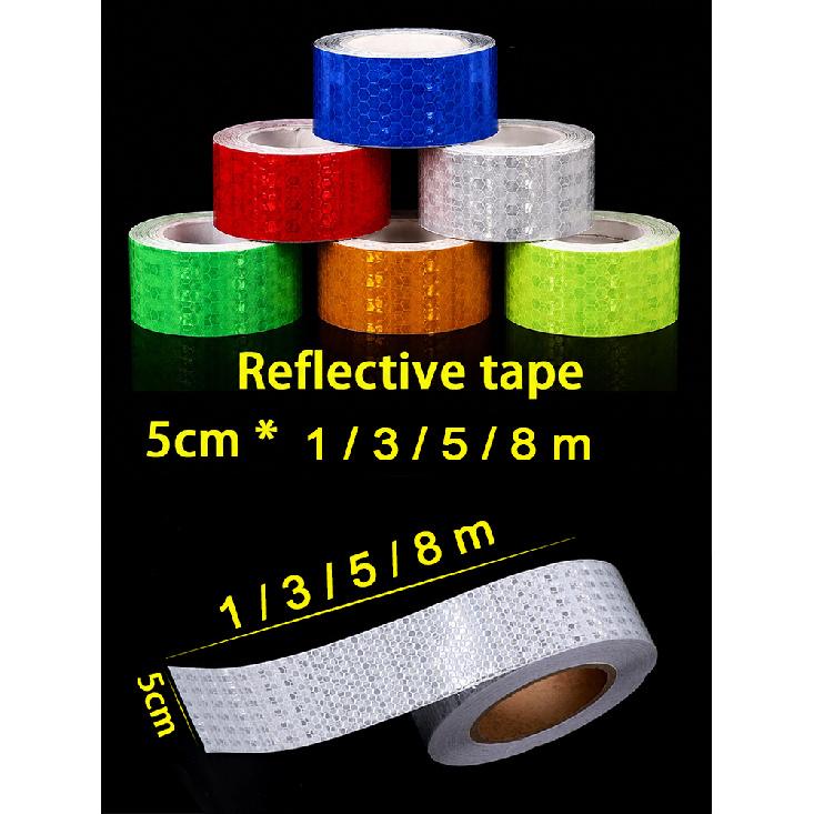 5cm width Reflective Tape 1/3/5/8m Safety Warning Sticker Reflector Protective Tape Strip Film for Trucks Auto Motorcycle VanPinstriping Tape 3