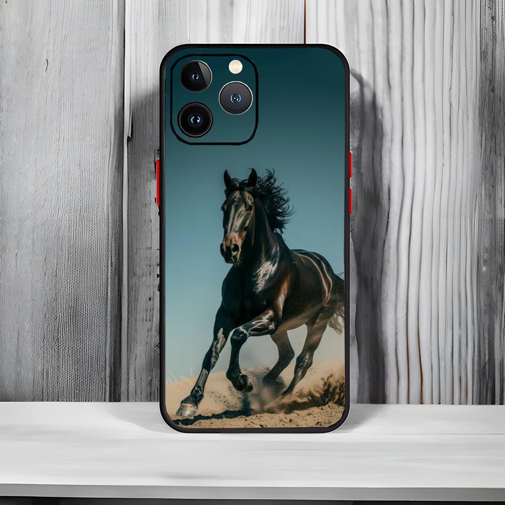 Frisianhorse Black Horse Art Phone Case Black Matte Thin Phone Case For iPhone17 16 15 14 13 ProMax