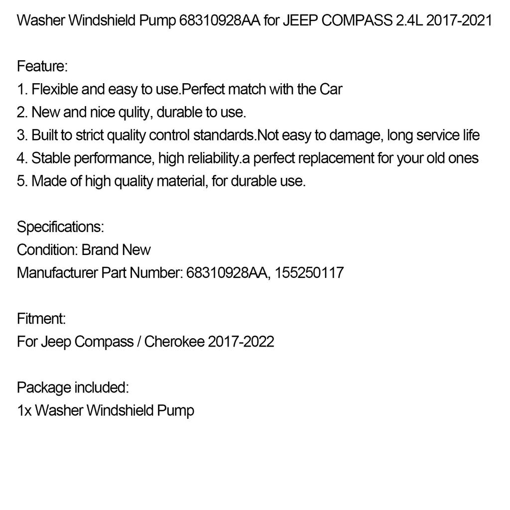 Front Washer Windshield Pump 68310928AA for JEEP COMPASS 2.4L 2017-2021