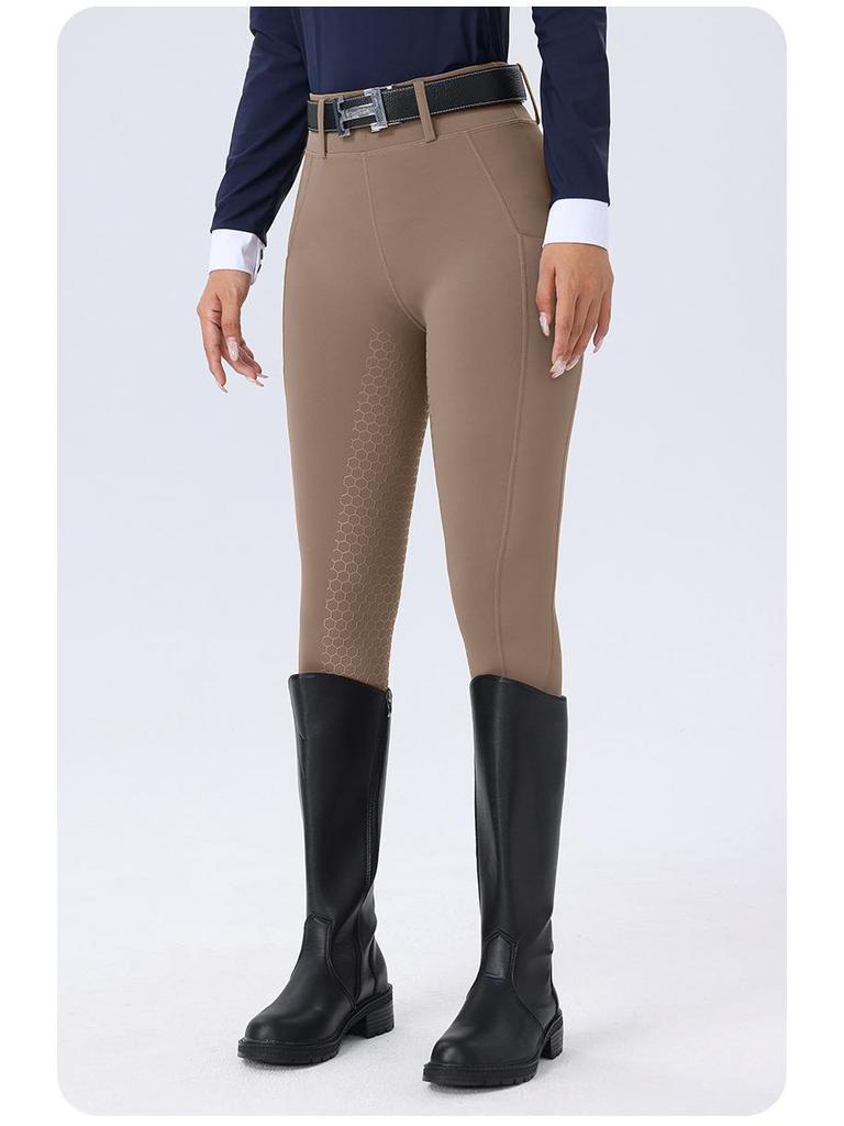 Damen Reithose mit hohem Bund, Silikonvollbesatz, rutschfest, abriebfest, elastischer Passform und Taschen.
