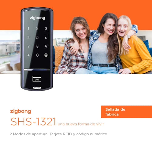 ZIGBANG SHS-1321 Metal Lock with Touchscreen Smart Deadbolt, Up To 20 Persons, Easy Opening with Master Password and RFID Card, Automatic Closure, Fir