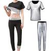 PLEAVIT Sauna Suit Short Length Sauna Strength Washable Women's Set, Sleeves, 3/4 Pants, Sweat-Reducing, Running, Training, (Black, L)