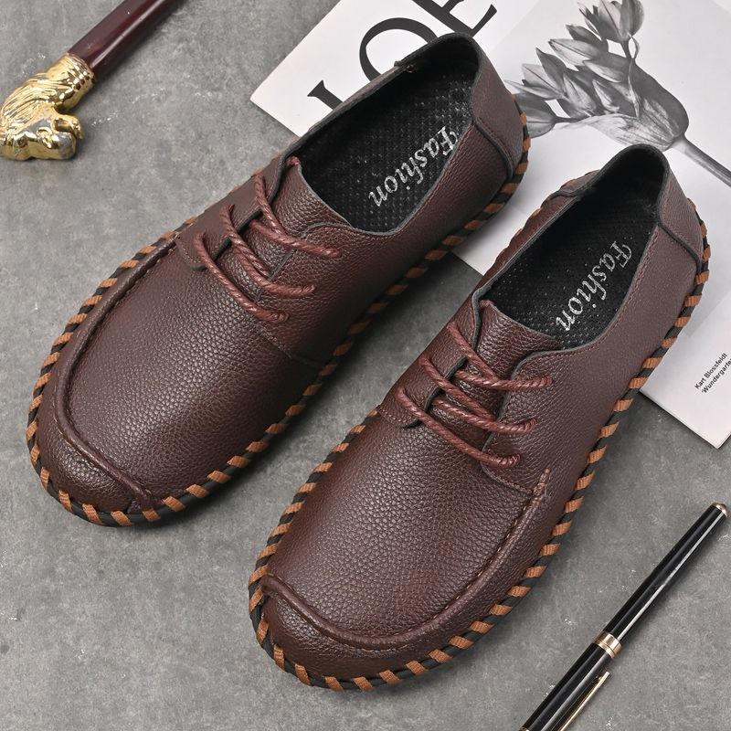 

Экспортная воловья кожа повседневная кожаная обувь мягкая кожа мягкая подошва одна педаль обувь Дуду черный универсальный дышащий мужская обувь 46