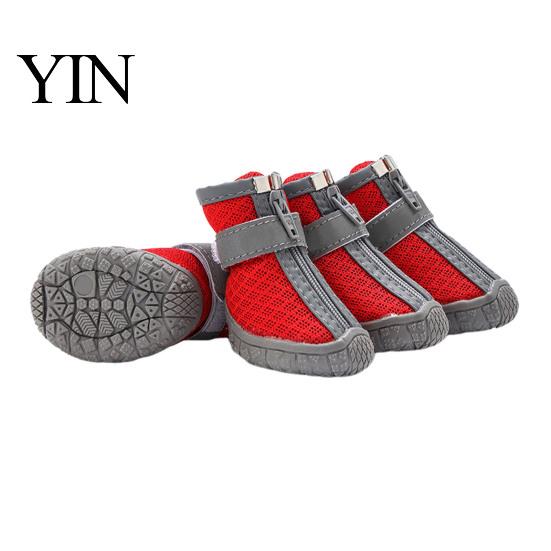 Leichte Hundeschuhe für Reisen 4 Stück Rutschfeste Schuhe, Atmungsaktive Mesh-Stiefel, Wasserdichter Haustier-Pfotenschutz Laufschützer Kleine Hunde,