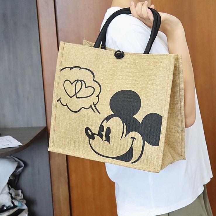 Mickey Mouse Canvas Tote Bag With Double Handles And Inner Pockets For Office And Weekend Trips