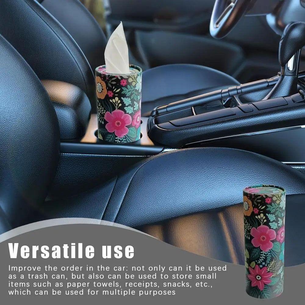 1Pcs New 3 Layers Car Home Tissues Holder with Flower Paper Cylinder Paper Cup Holder Facial Tissue Container Car Interior