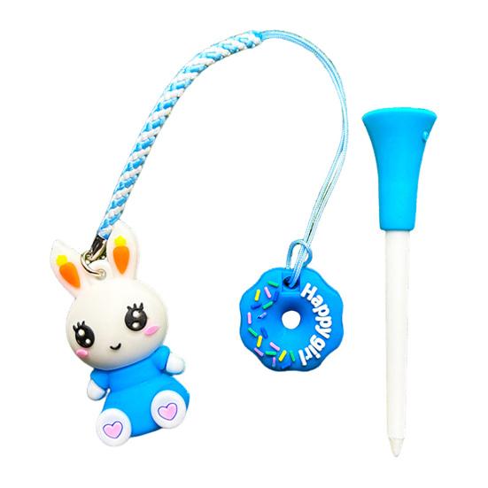 Cartoon Rabbit Golf Tee Hanger Plastic Anti Lost Golf Tee Ring with Strap Loss Prevention Tee Holder with Golf Tee for Men Women