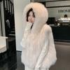 New Haining Fox Fur Women's Hooded Jacket Vest Double-sided Fluff Thickened Fashion Top Vest