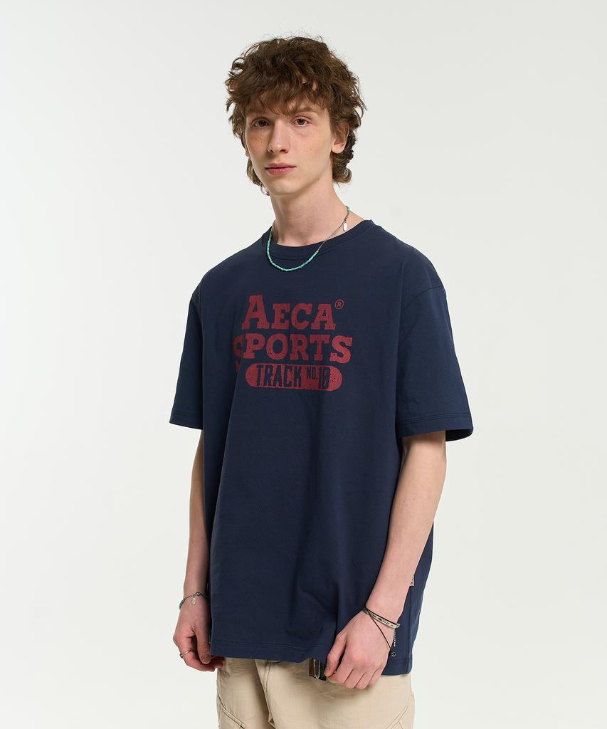 AECA Color Chain Stitch Aeca Sports Half Sleeve Tee-Navy