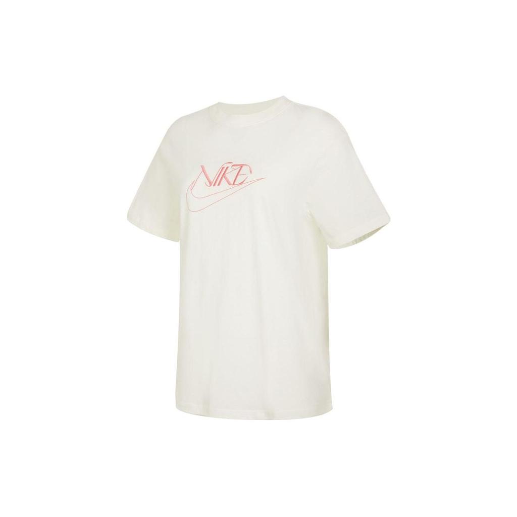 Nike Letter Print Round Neck American Vintage Short Sleeve T-Shirt Women T-Shirt Off-White FB8204-133