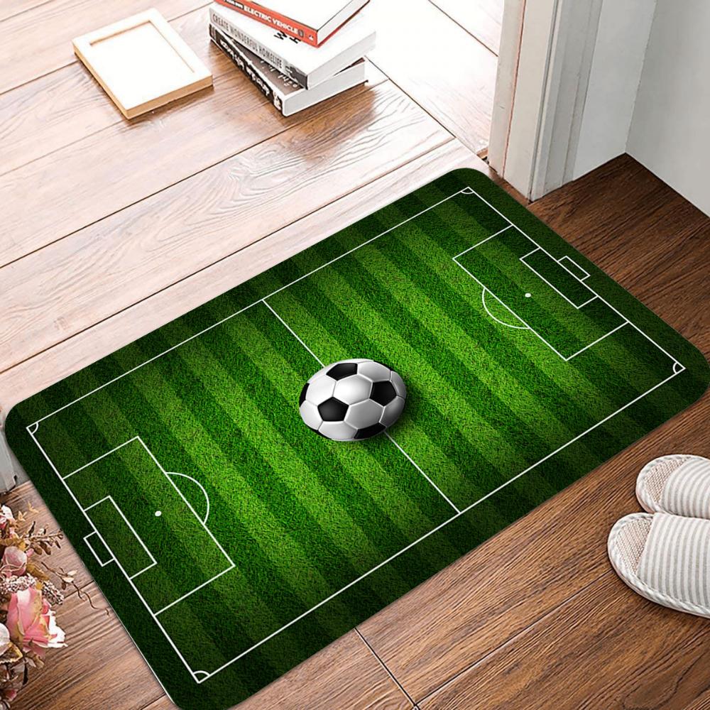 1 pièce Paillasson Motif Terrain de Tennis Football Multicolore Tapis Antidérapant Salon Chambre à Coucher Tapis de Porte d'Entrée Intérieur Extérieur Durable