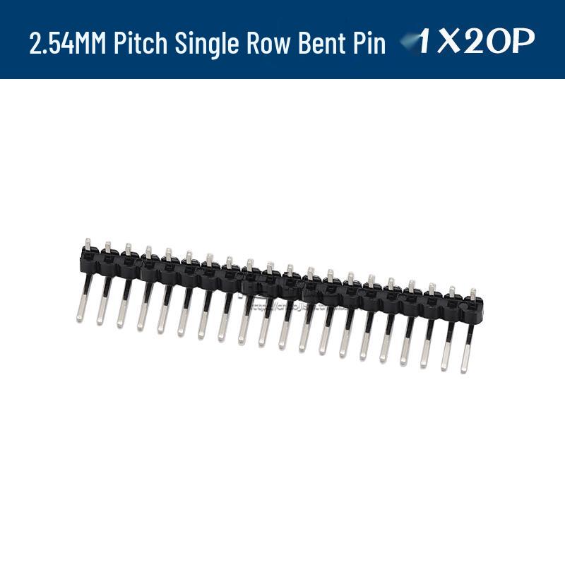90° Dual Row Pin Header, 2.54MM Pitch, 1x2 to 1x40 Pins