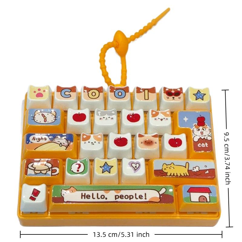 26 Grids Keyboard Button Cat Keychain Creative Fidget Stress Relief Toy for Children School Bag Pendant Decor