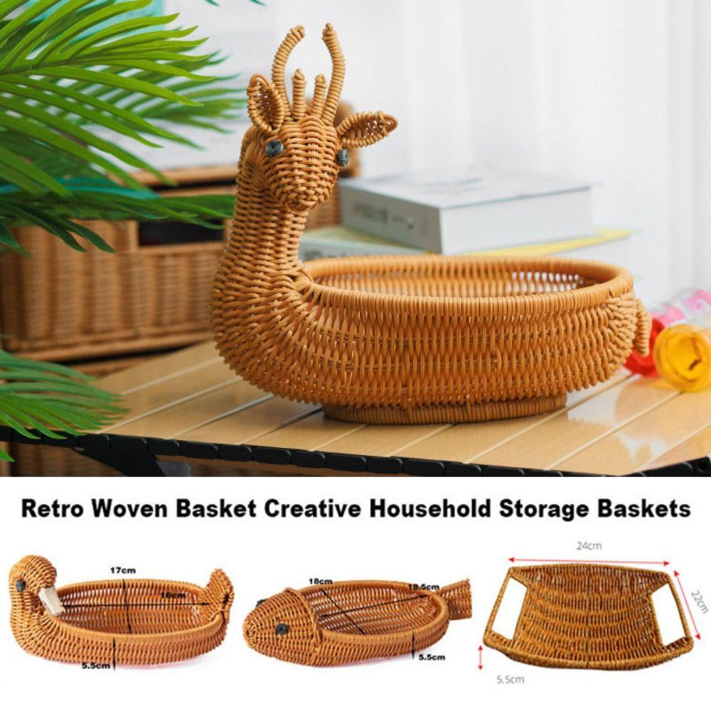 Multistyles Storage Rattan Woven Tea Tray  Restaurant Serving Tabletop Display