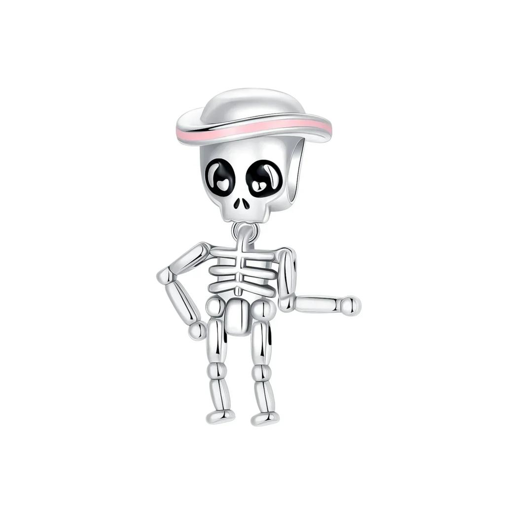 Halloween Copper Skull Charm Luminous Pumpkin Ghost Clown Bead Pendant Ring Necklace Bracelet Diy Jewelry Gift