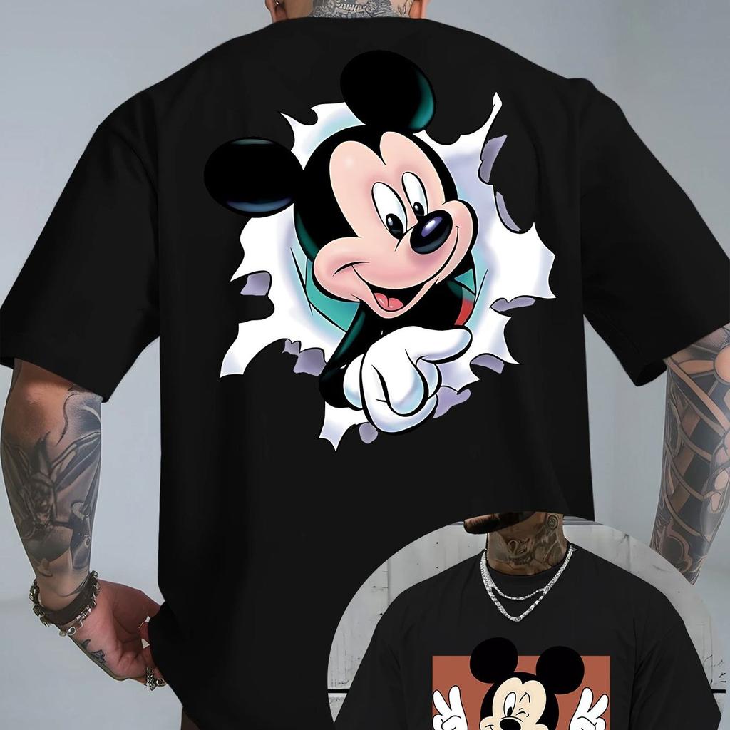 Summer Disney Mickey Mouse Cartoon Print Pattern Printed Pure Cotton Tshirt Fashionable Loose Casual Shortsleeved Unisplish