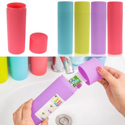 Porta spazzolino portatile a strisce, custodia per asciugamano per dentifricio, custodia per spazzolino da viaggio