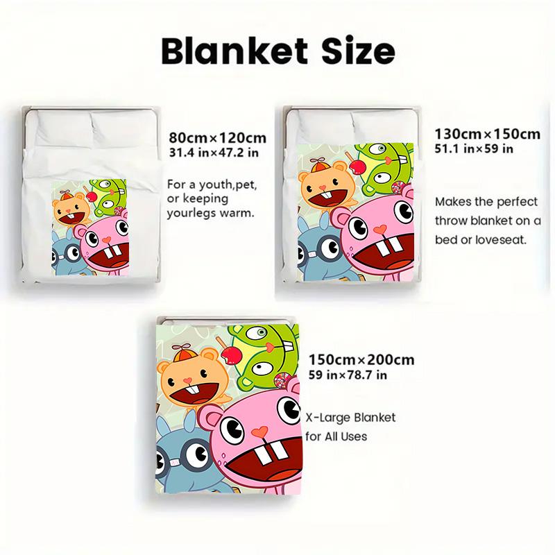 Happy Tree Friends 2D Flat Pattern Flannel Blanket High quality All Seasons Warmth and Comfort Perfect for Christmas Gifts.NMT0928431