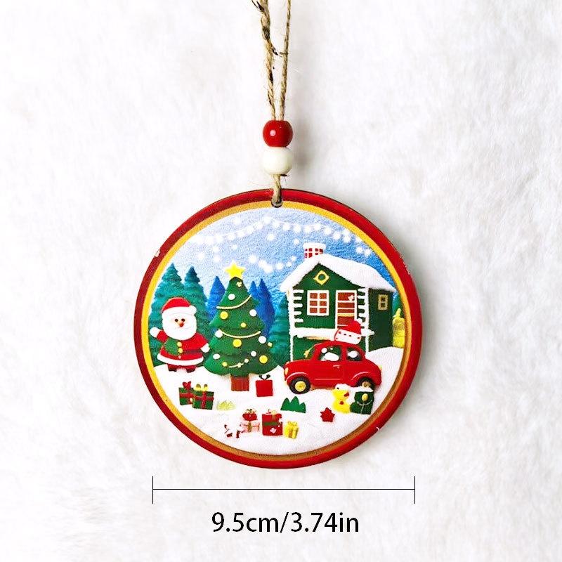 Xmas Tree Hanging Decoration, Wood Crafted, Christmas Ornaments, Fun Party Scene Props, Festive Gift