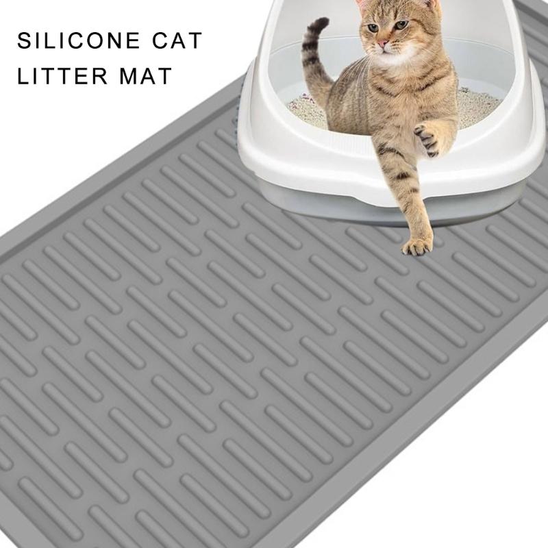 Cats Litter Trapping Mats for Indoor Silicone Waterproof Dog Bowl Placemat Antislip Cats Treats Pad Feeders Mats Pet Supply