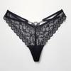 Women's Solid Color Lace Chain V Pants Sexy Black Metal Thong Low Waist Transparent Underwear