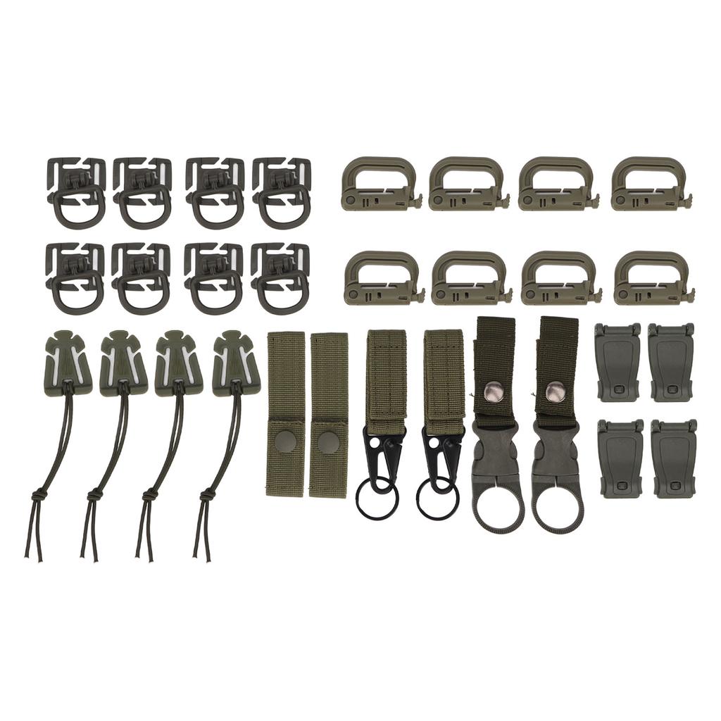 30 Pcs Molle Attachments D Buckle Backpack Buckle Nylon Ribbon Backpack Accessories For Picnics Camping Travel OD Green