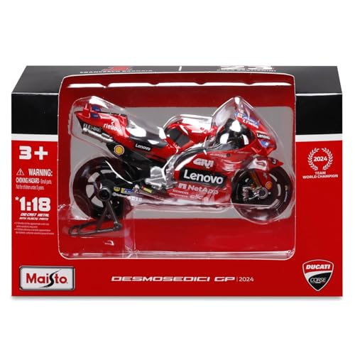 Maisto - Ducati Lenovo Team 2024 Bagnaia #1 1:18 Scale Diecast Motorcycle with Details MotoGP Replica Ducati Licensed Product. Suitable for ages 3 and