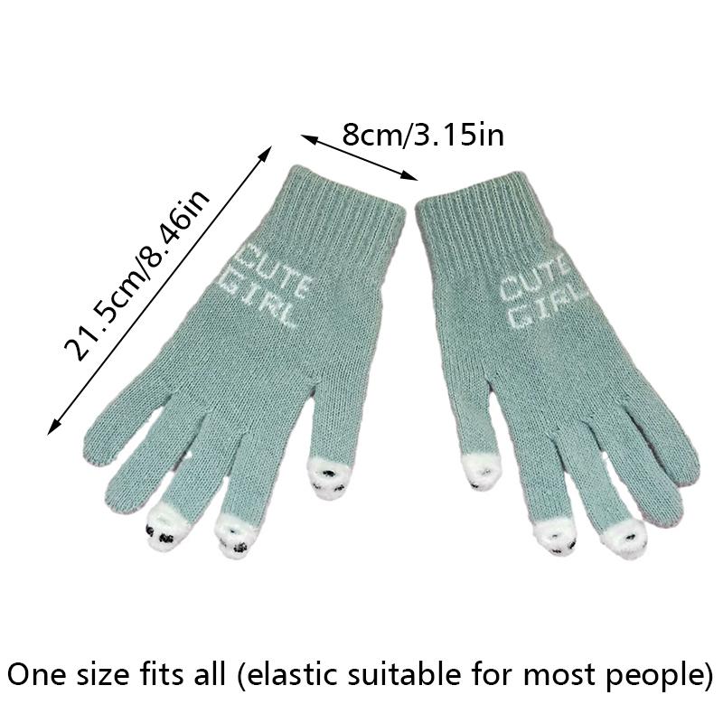 1 Par Anti Pilling Minimalista Inverno Escrita Acrílico Presente Quentes Luvas Estudante Touchscreen Luvas Moda Bonito
