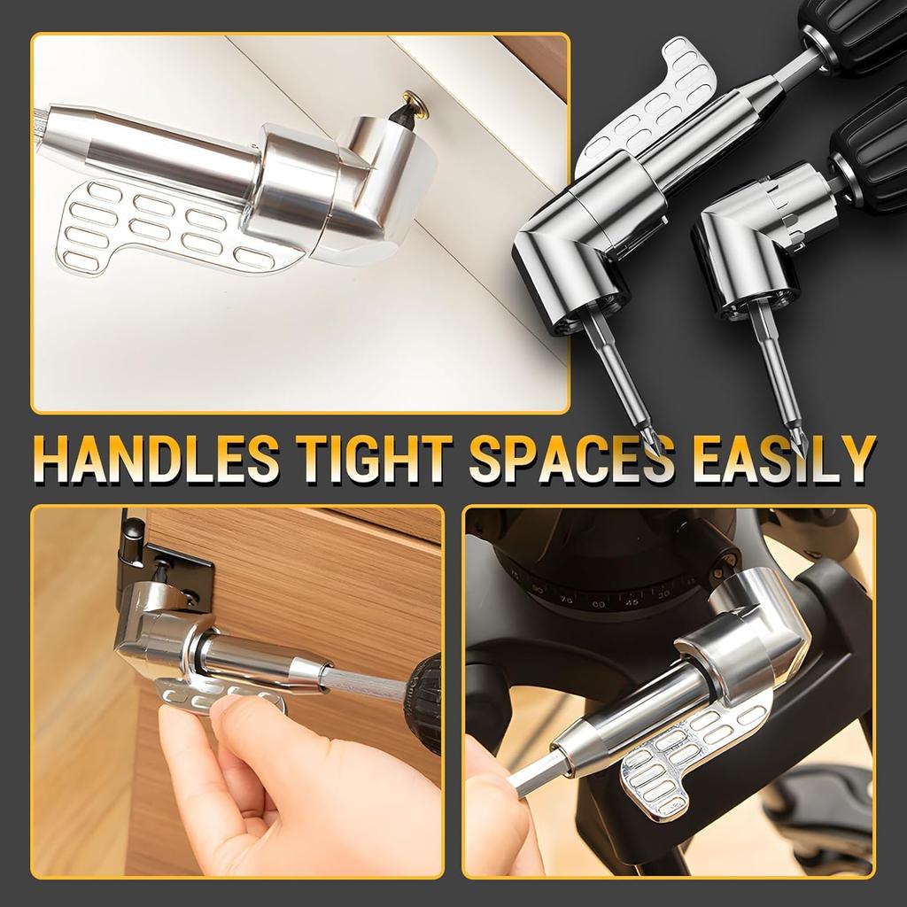 105 Degree Right Angle Drill Adapter Extension Bit Power Screwdriver Socket Adapter, Corner Tool Screw Hub with Multi-function Bend Screwdriver Bit