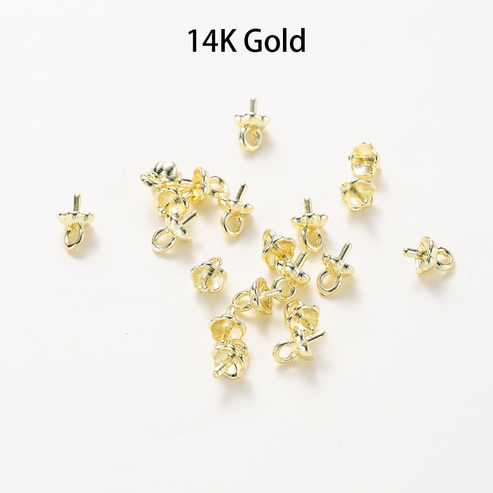 20pcs 14K 18K Gold Pearl Screw Eye Pins Beads Caps End Pendant Connect Beads For DIY Jewelry Charm Making Accessories Findings