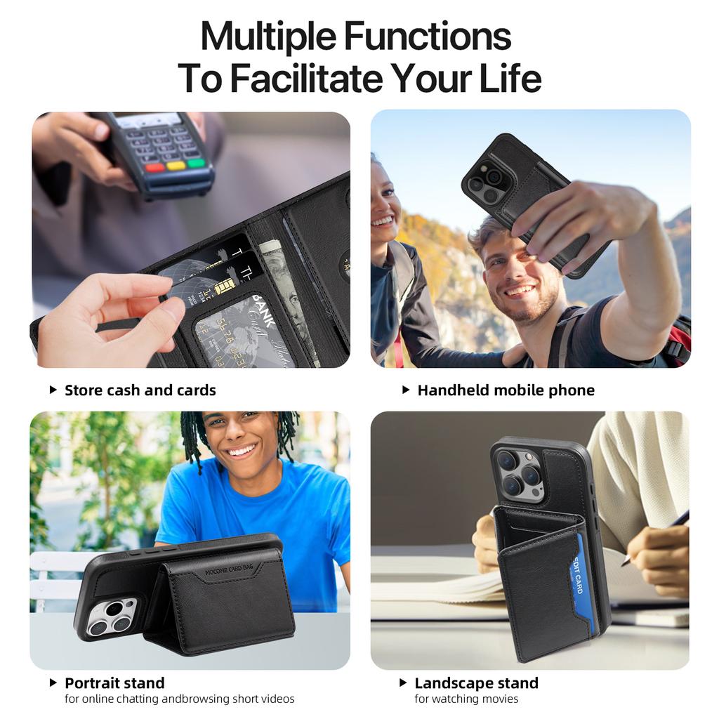 Abnehmbare 2-in-1-Geldbörse mit magnetischem Ständer und Kartenhalter, Leder-Telefonhülle für iPhone 16 Pro Max 15 14 13 Plus Cover